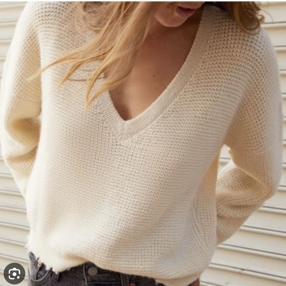 Nation Ltd cream Waffle Zoe baby alpaca sweater